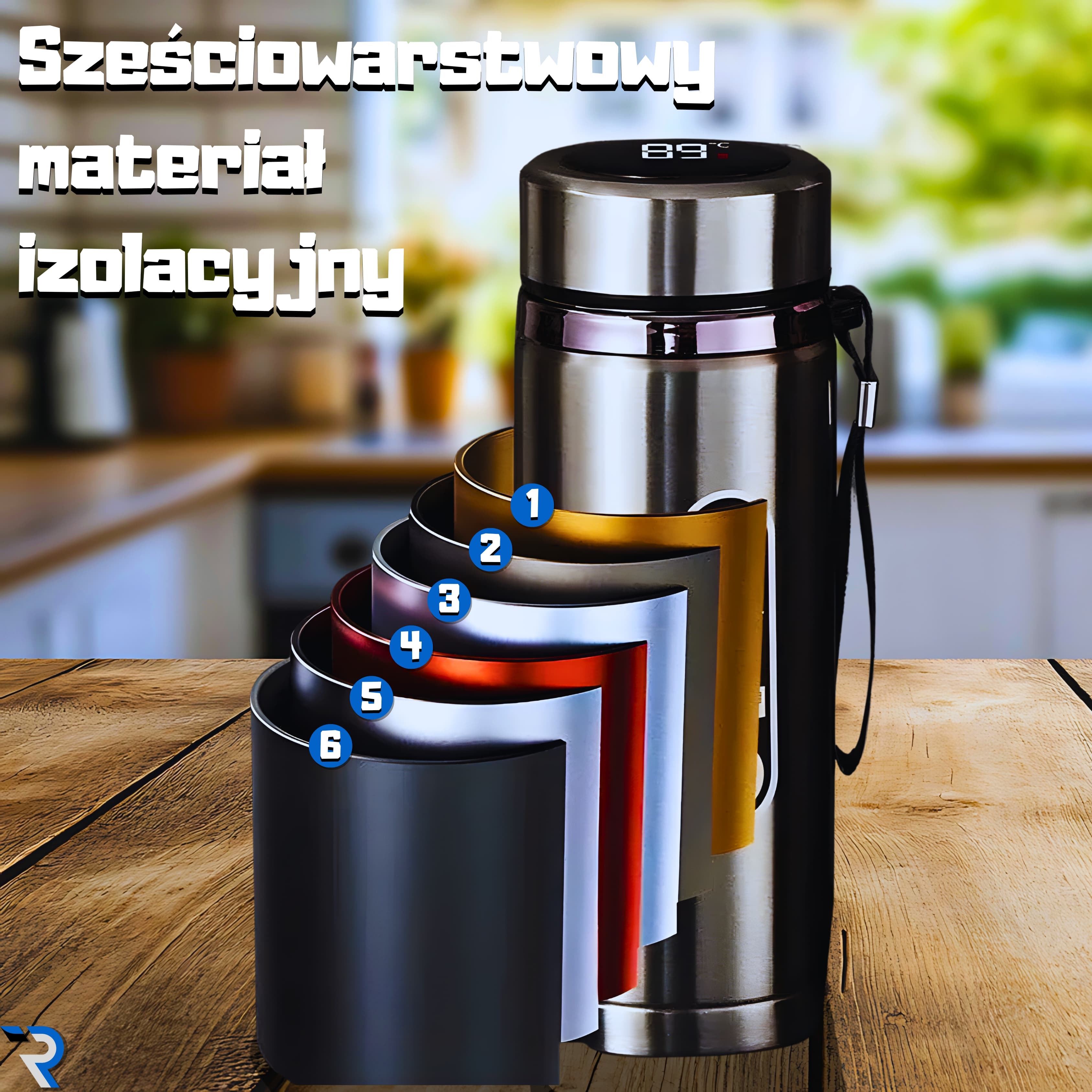 Inteligentny termos ze stali nierdzewnej, wyświetlacz LED 🌡️