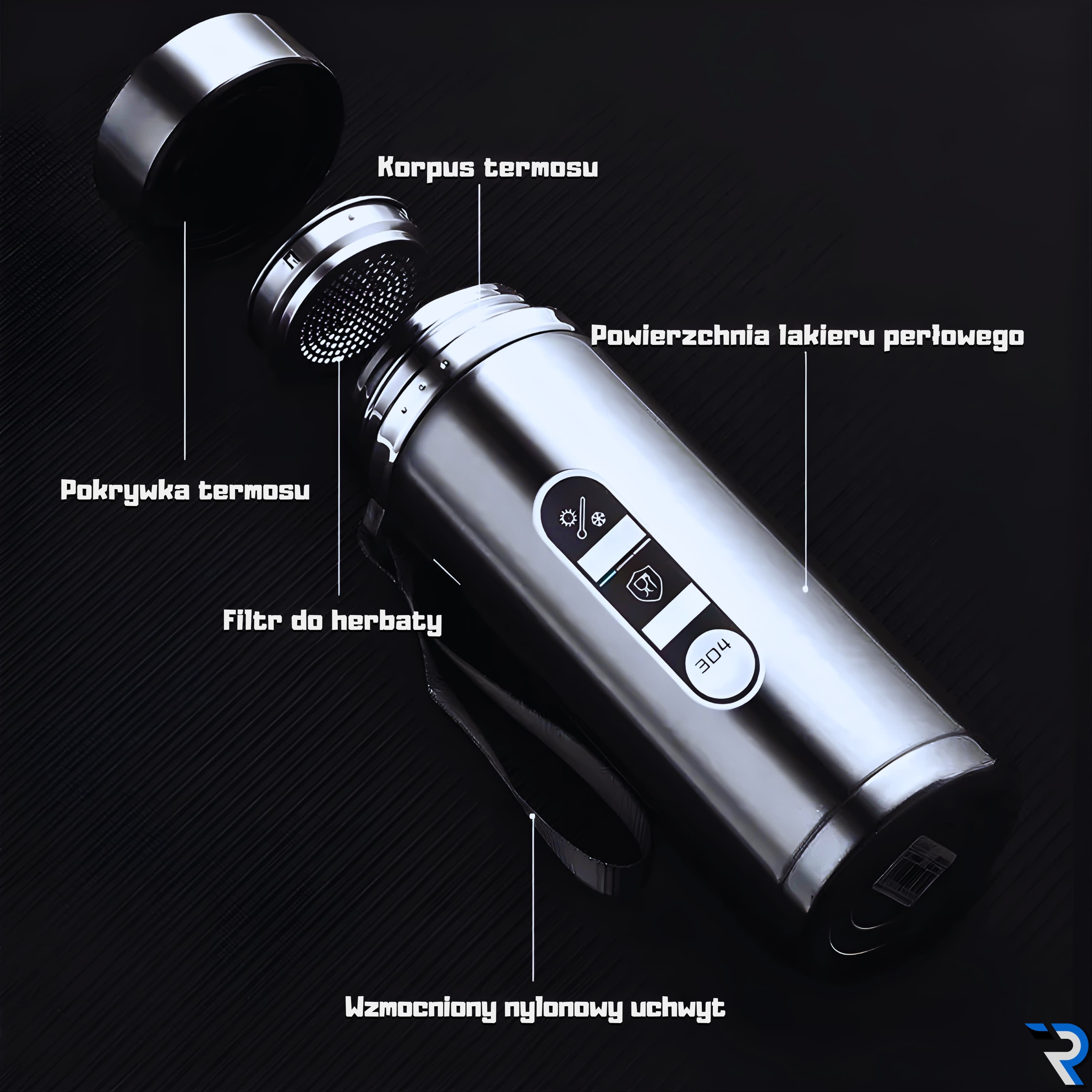 Inteligentny termos ze stali nierdzewnej, wyświetlacz LED 🌡️